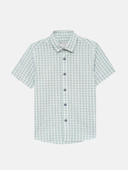 Light Green & Grey Checkered Half Sleeve Shirt - Junior