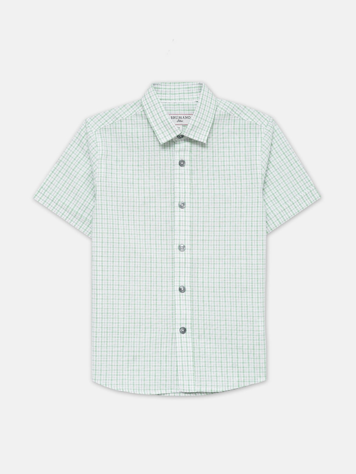 Light Green & White Checkered Half Sleeve Shirt - Junior