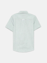 Light Green & White Checkered Half Sleeve Shirt - Junior