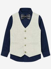 Light Olive Micro Gingham Vest with Best - Junior