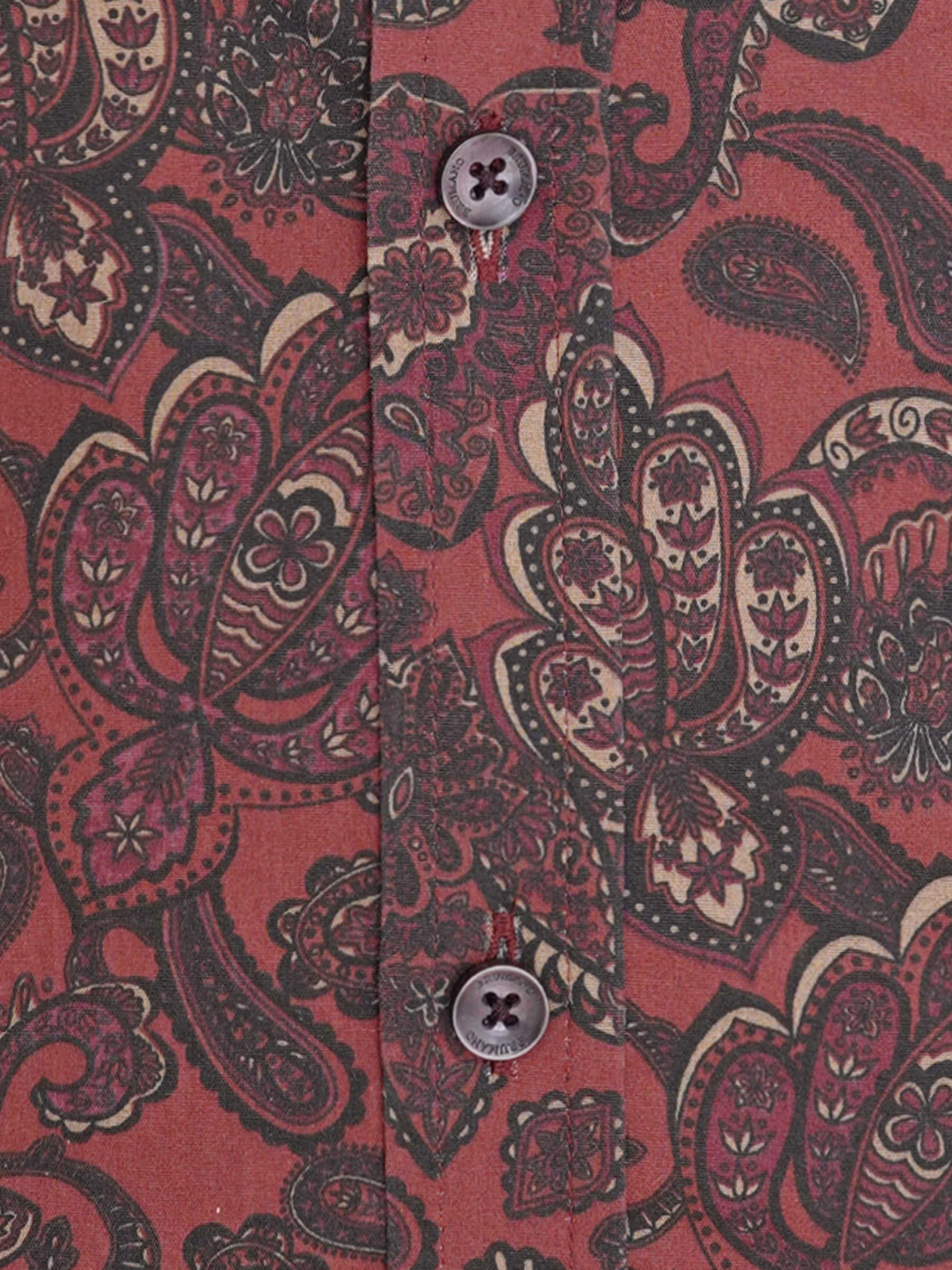 Maroon Large Paisley Printed Slim Fit Shirt