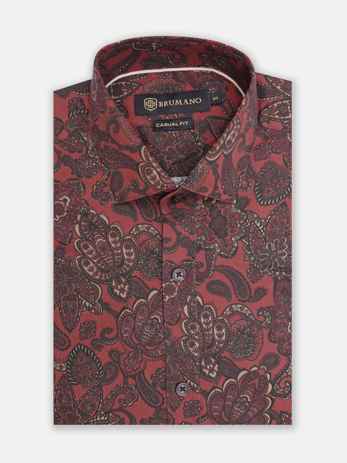 Maroon Large Paisley Printed Slim Fit Shirt