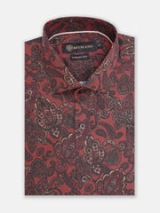 Maroon Large Paisley Printed Slim Fit Shirt