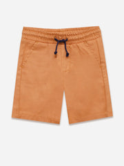Orange Twill Structured Cotton Casual Shorts - Junior