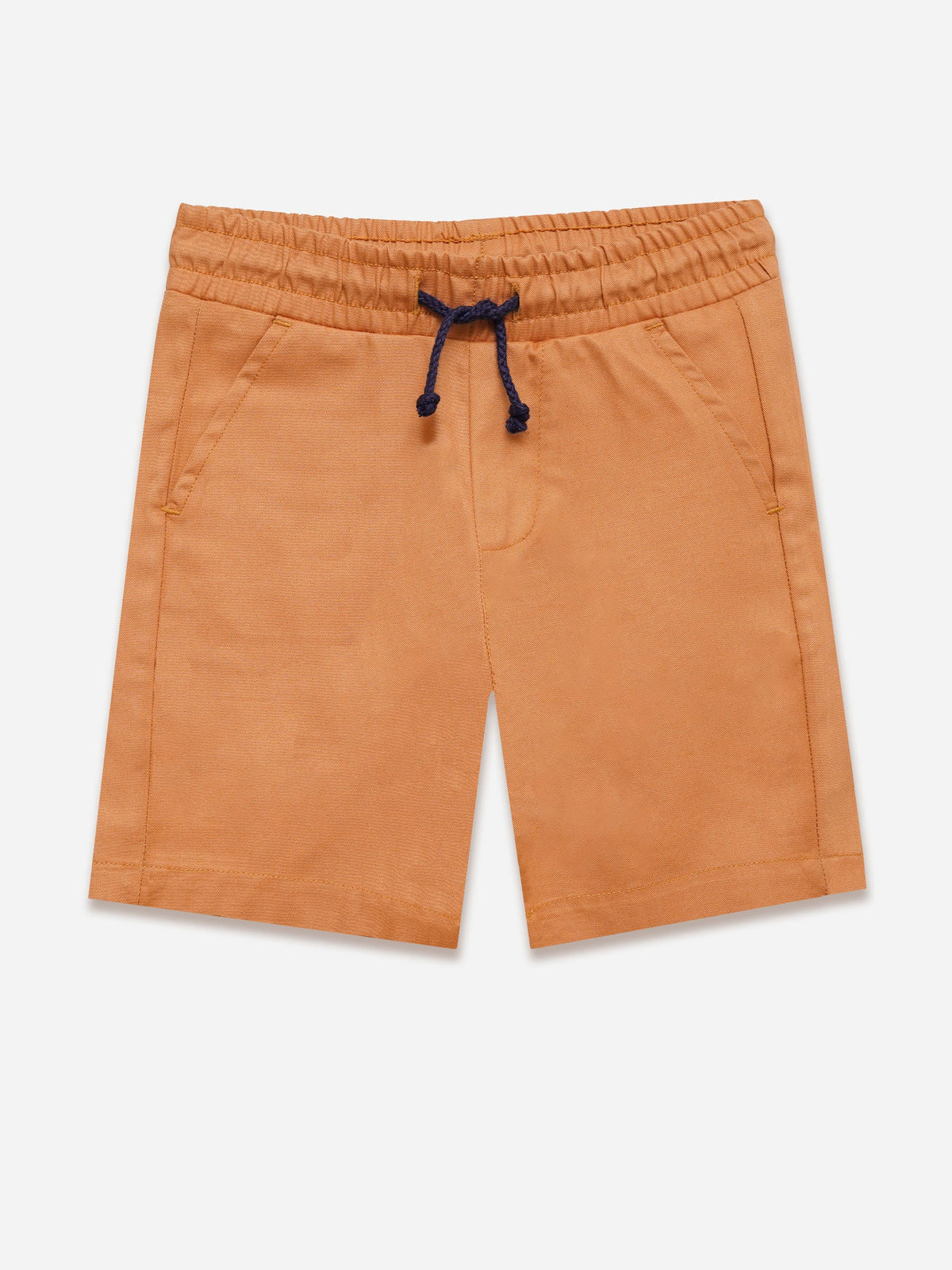 Orange Twill Structured Cotton Casual Shorts - Junior