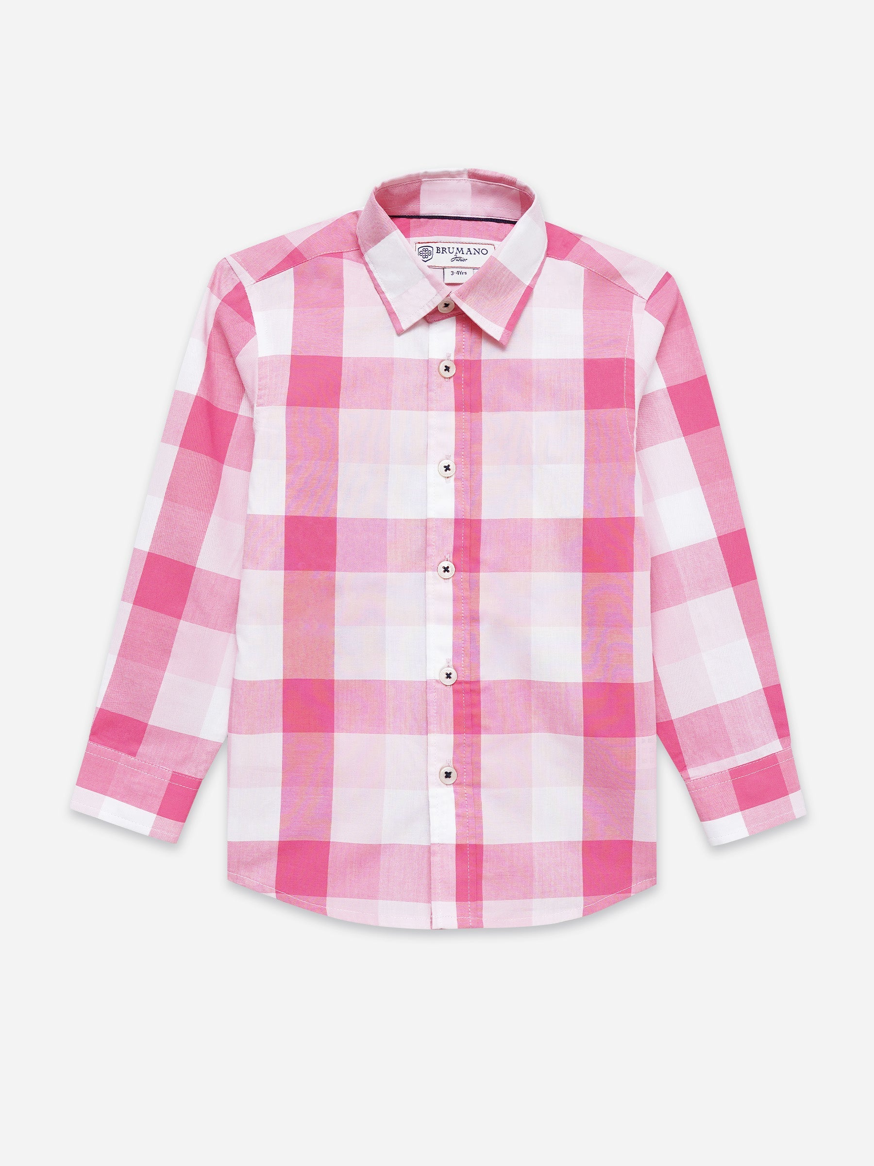 Pink & White Large Checkered Long Sleeve Shirt - Junior