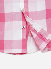 Pink & White Large Checkered Long Sleeve Shirt - Junior