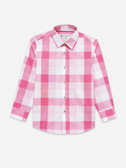 Pink & White Large Checkered Long Sleeve Shirt - Junior