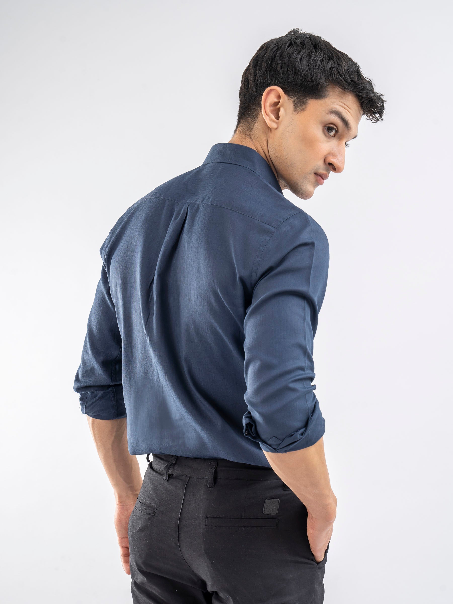 Navy Blue Light Weight Button Down Shirt