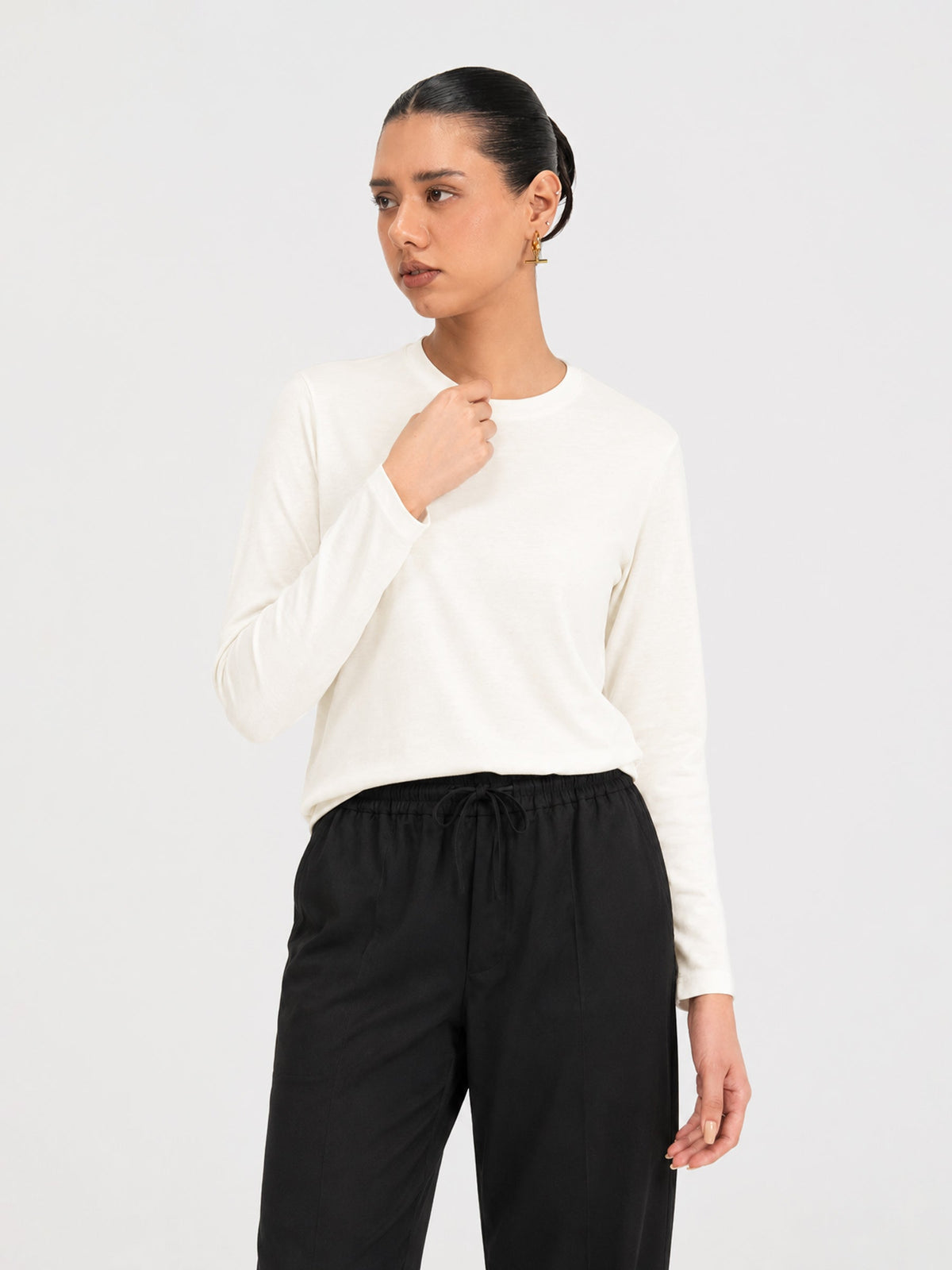 Vanilla Long Sleeve Crew Neck T-Shirt - Women