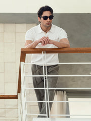 Vanilla V-Placket Flat Knit Polo