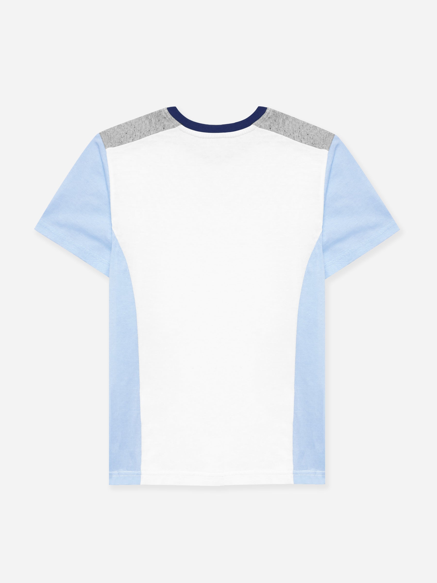 White & Blue T-shirt With Contrasting Rib - Junior