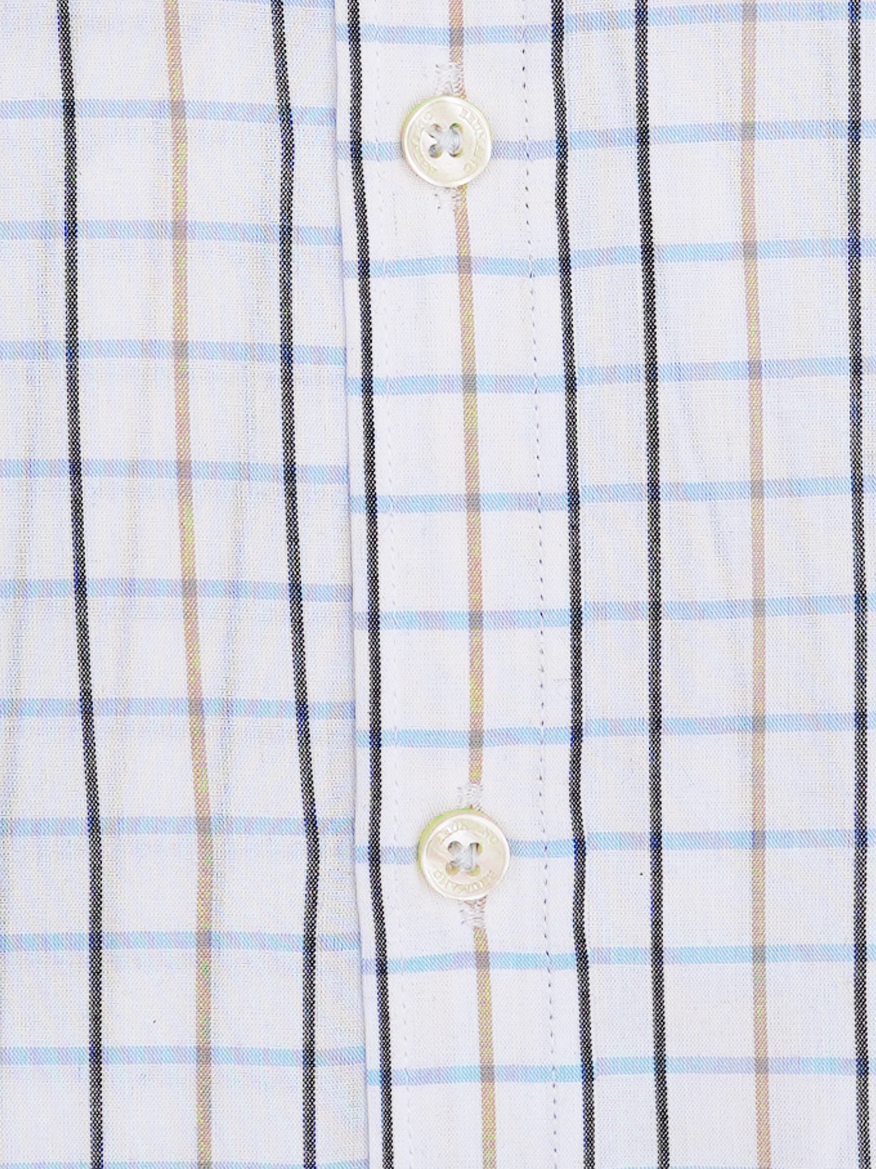 White & Blue Windowpane Checkered Formal Shirt