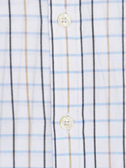 White & Blue Windowpane Checkered Formal Shirt