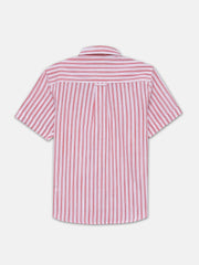 White & Red Striped Half Sleeve Shirt - Junior