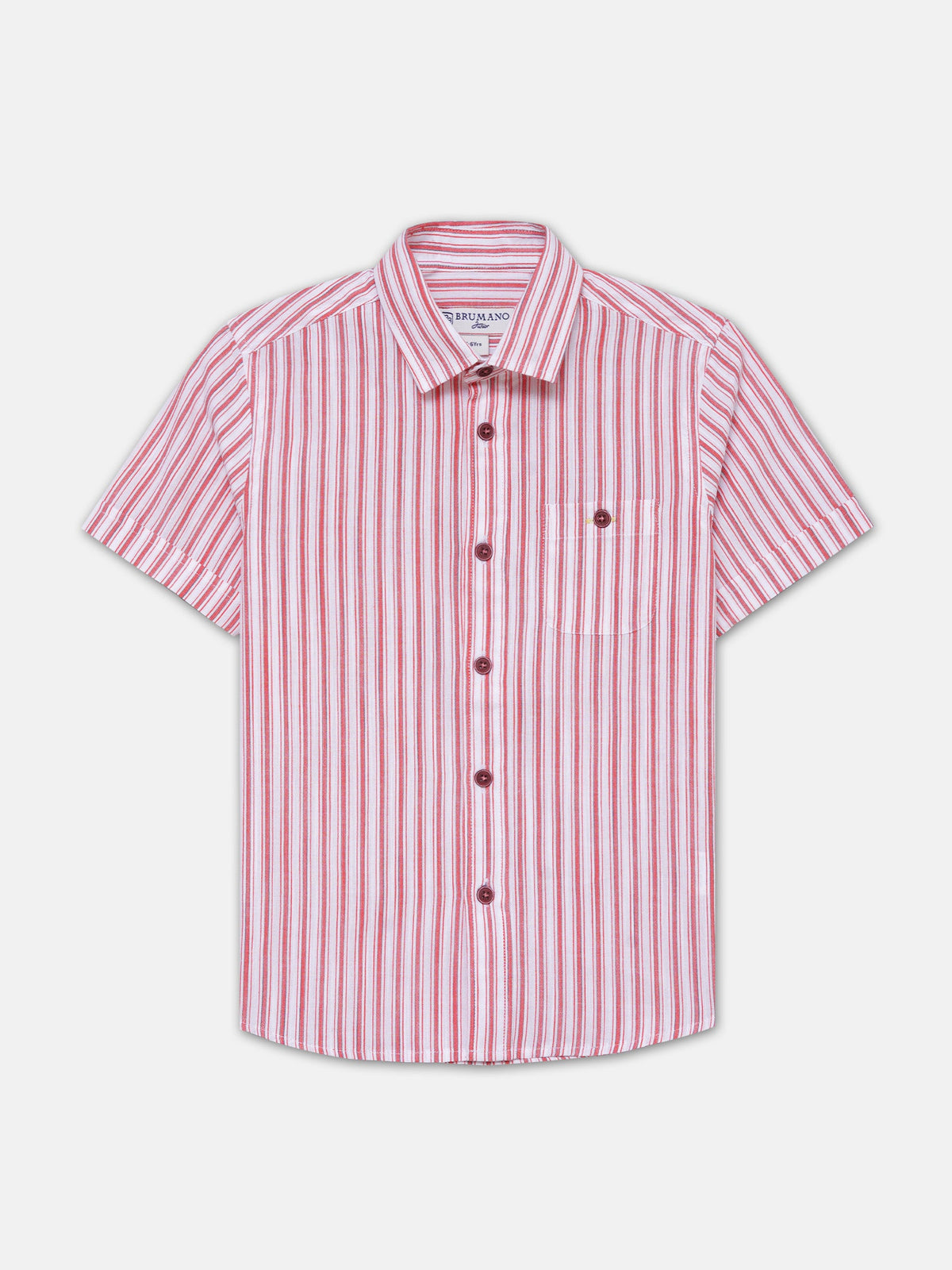 White & Red Striped Half Sleeve Shirt - Junior