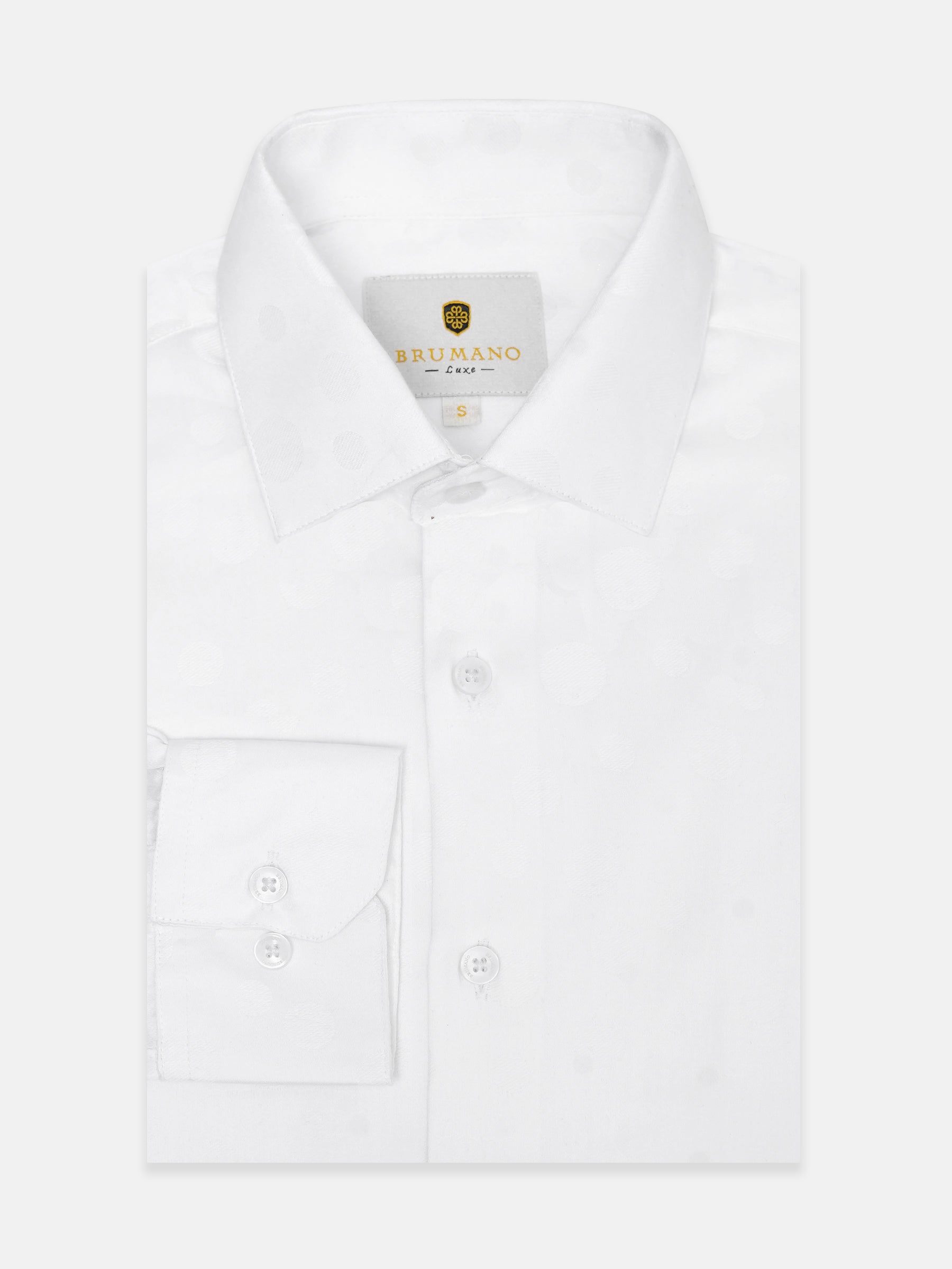 White Self Polka Dot Formal Shirt - Luxe