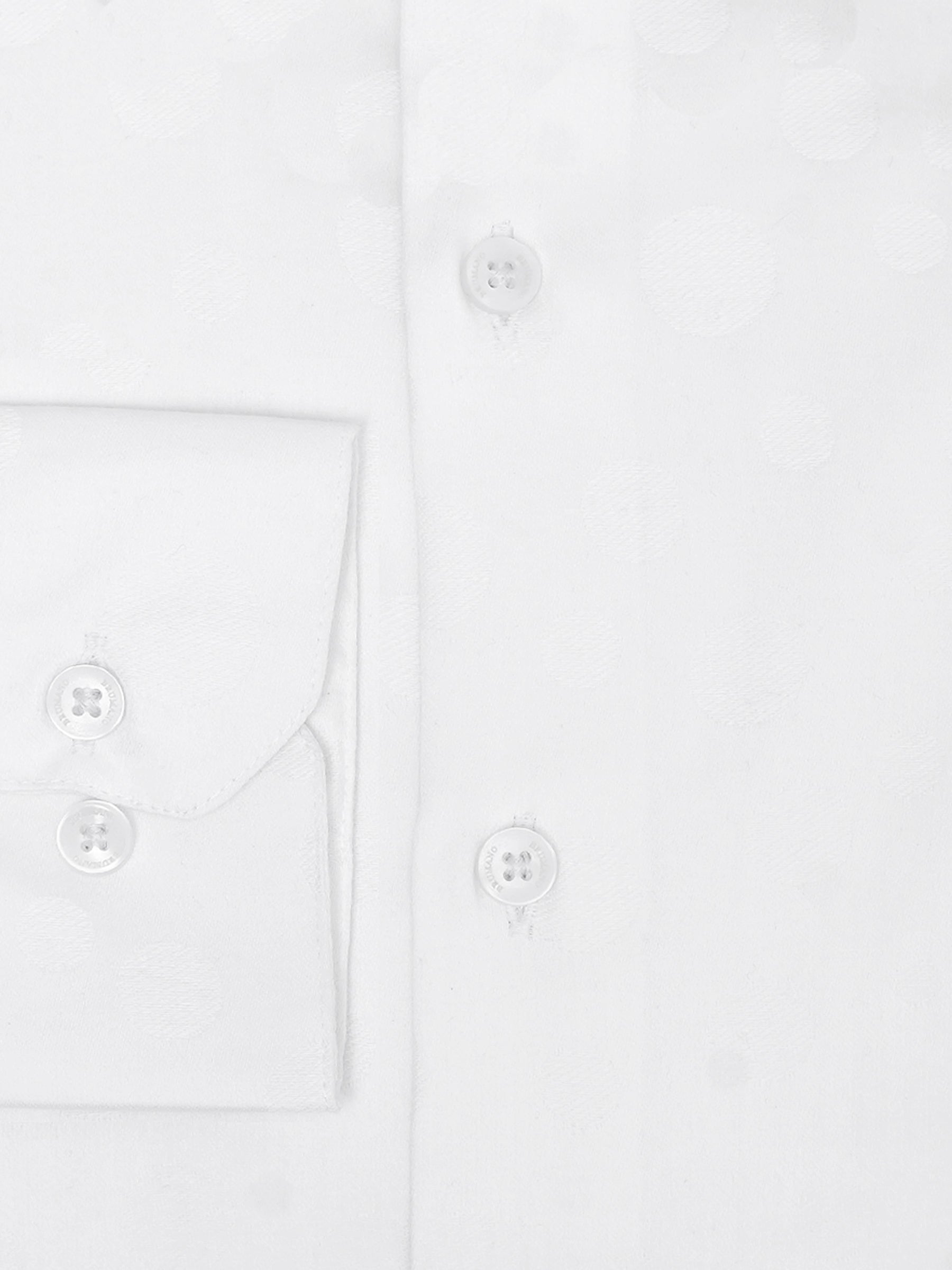 White Self Polka Dot Formal Shirt - Luxe