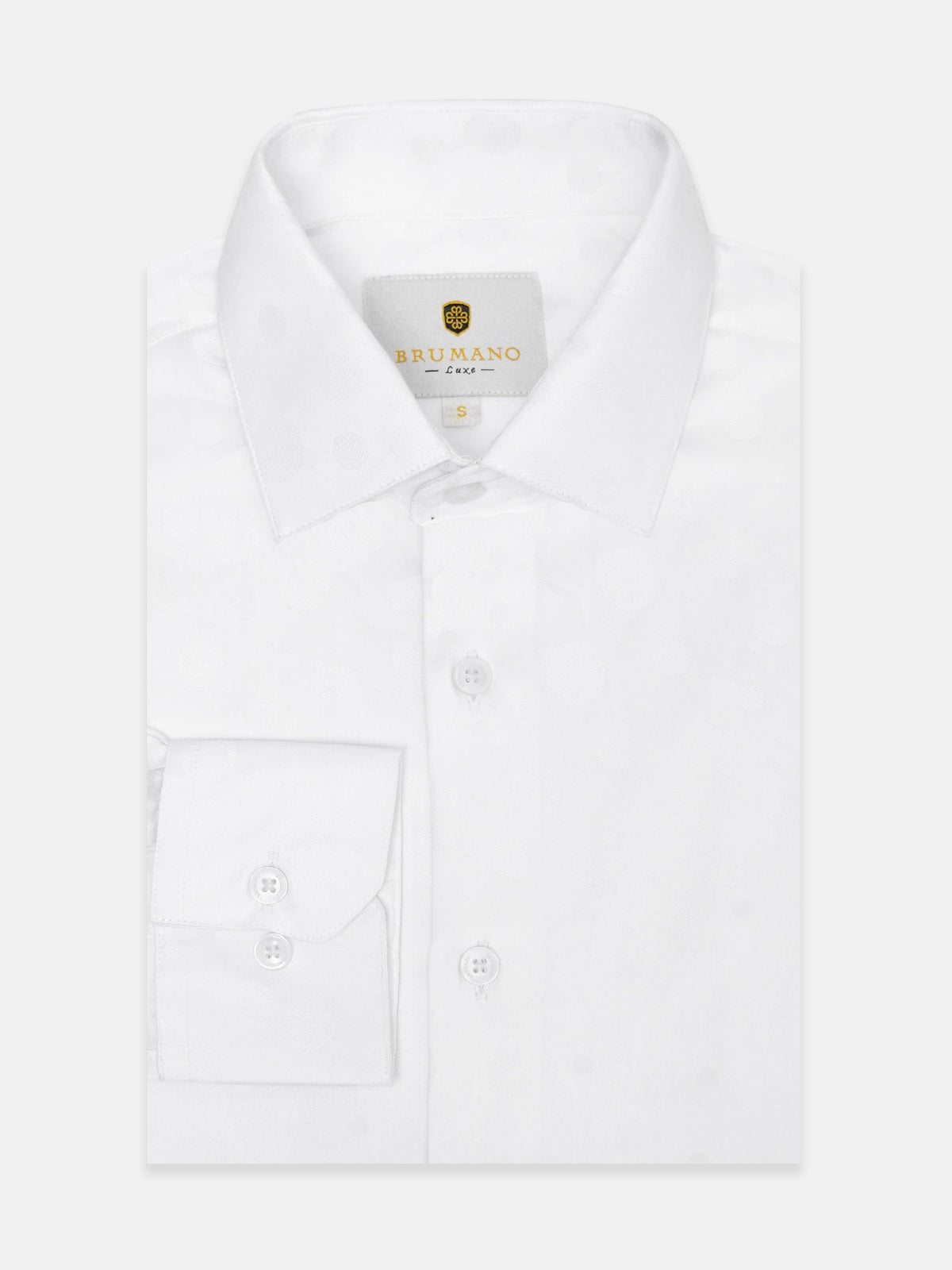 White Self Polka Dot Formal Shirt - Luxe