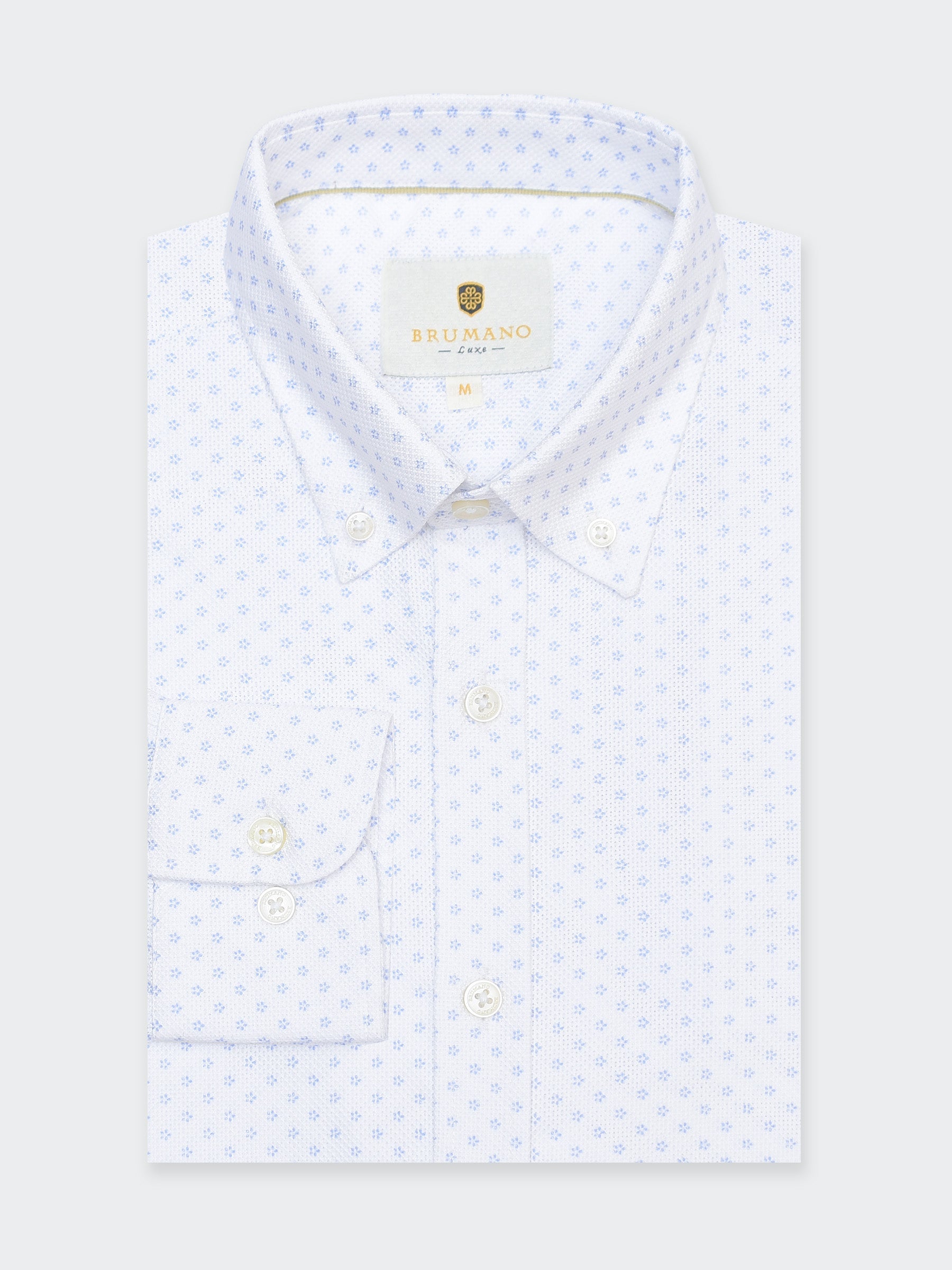 White Structured Printed Button Down Shirt - Luxe