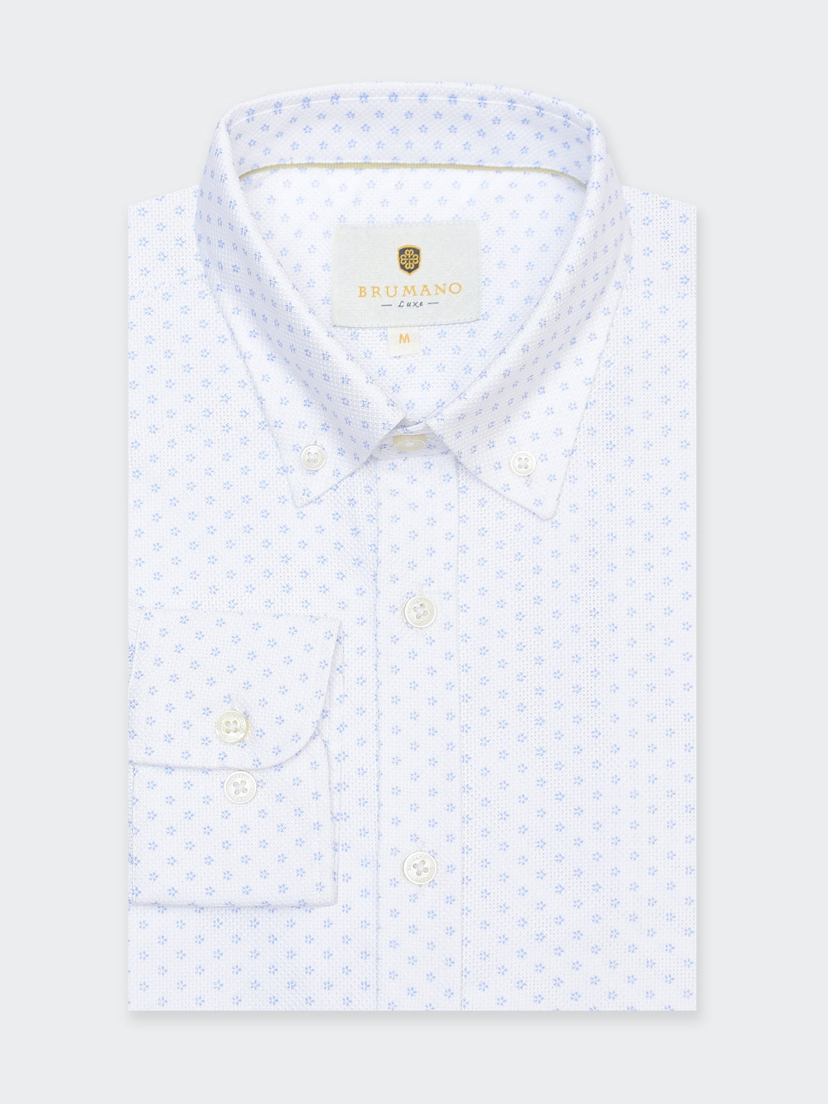 White Structured Printed Button Down Shirt - Luxe